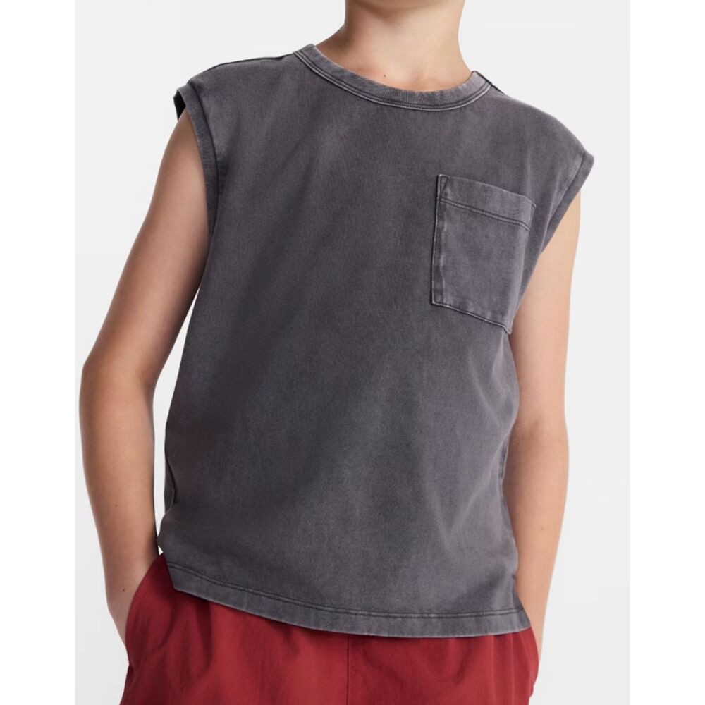 Weekend Academy Boys Oversized Cotton Tank Top with Pocket M